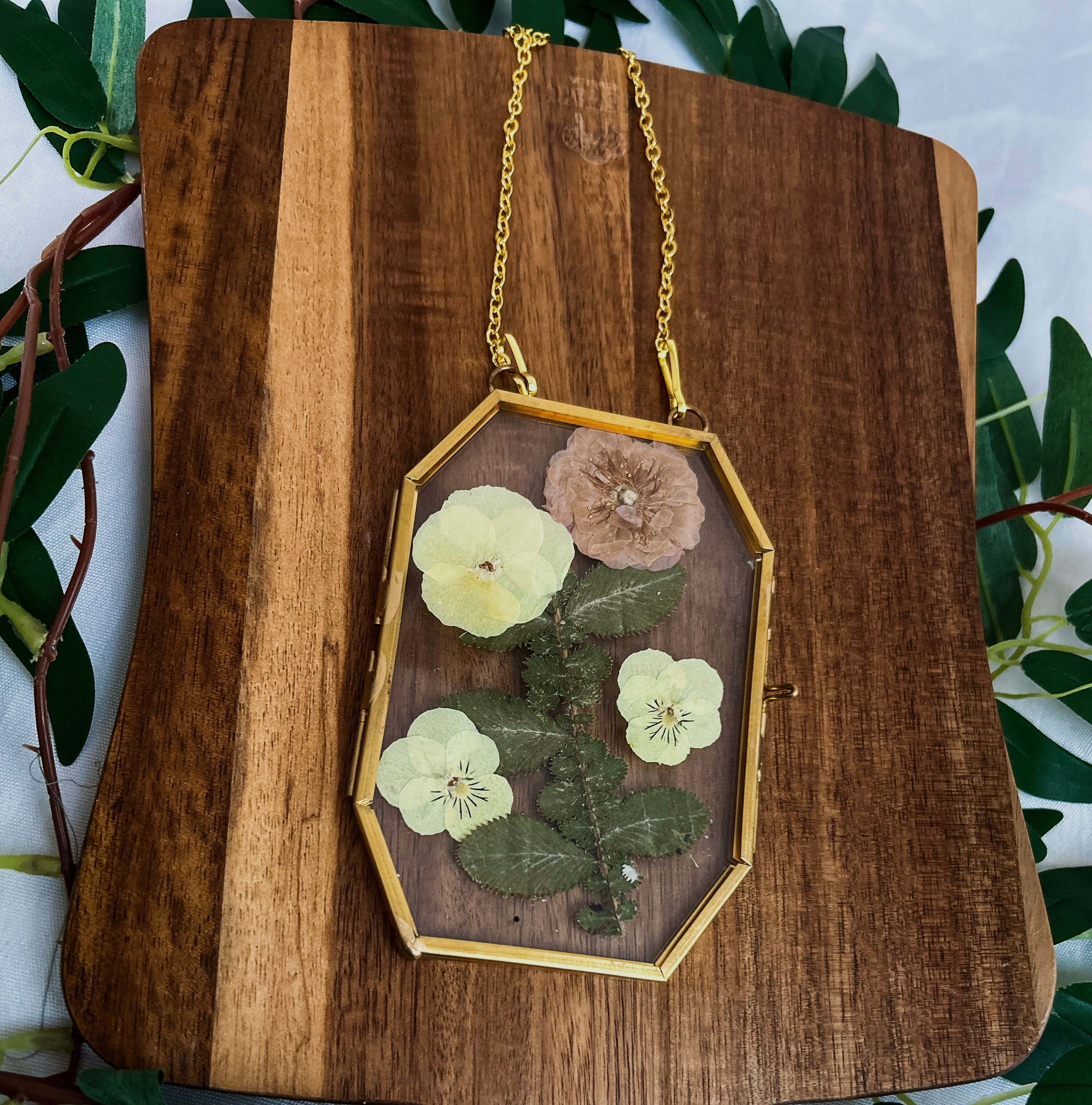 Yellow Pansies & Cherry Blossom Wall Hanging 