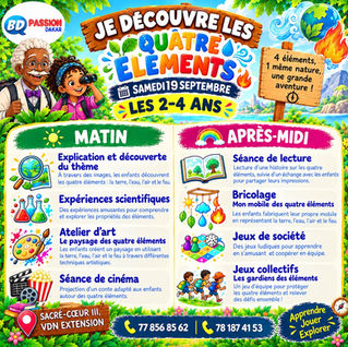 Programme du Samedi BD Passion - Je Découvre les Quatre Éléments 🌍💧🔥🌬️