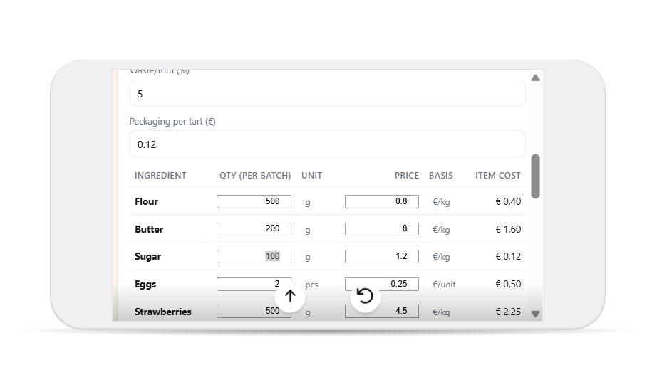 What the same calculator looks like on a mobile device. Not perfect, as no CSS was used, but better than Storyline!
