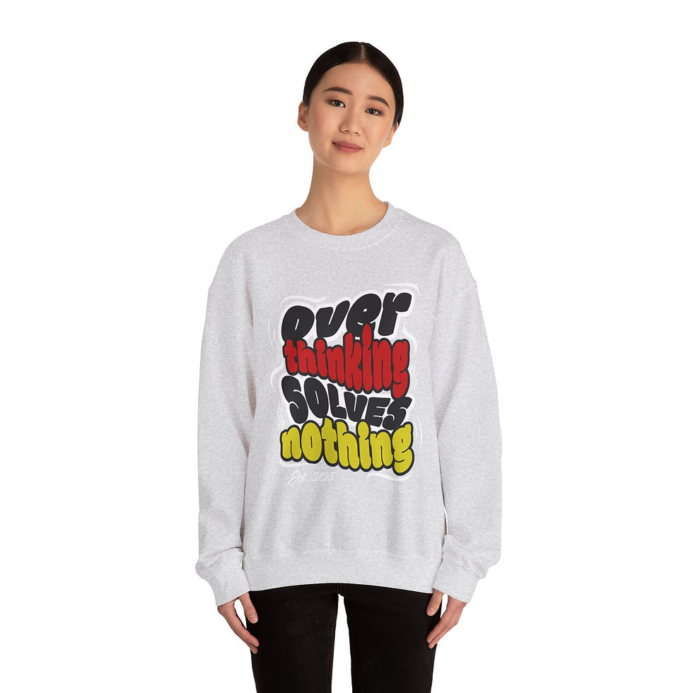 Thumbnail: Overthinking Solves Nothing Crewneck Sweatshirt, Sweatshirt, Happy Holidays