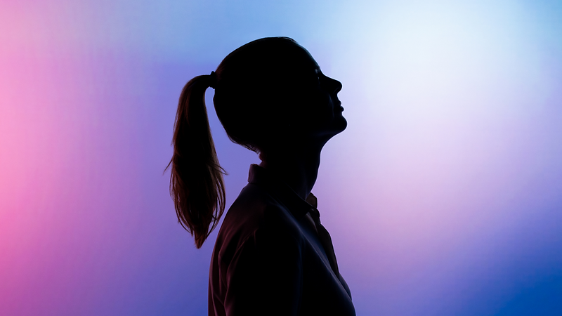 Silhouette of a professional woman looking upward, symbolizing growth and innovation through the 28-Day AI Challenge and AI Mastery Plan."