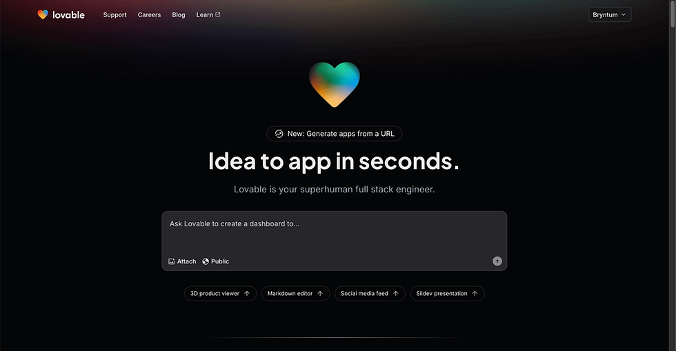 Lovable lets anyone build working apps from plain English prompts — no coding required.