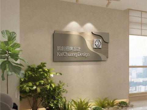 形象招牌-金屬質感立體多層次公司形象牆設計