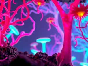 Pink and Light Blue Alien fungi