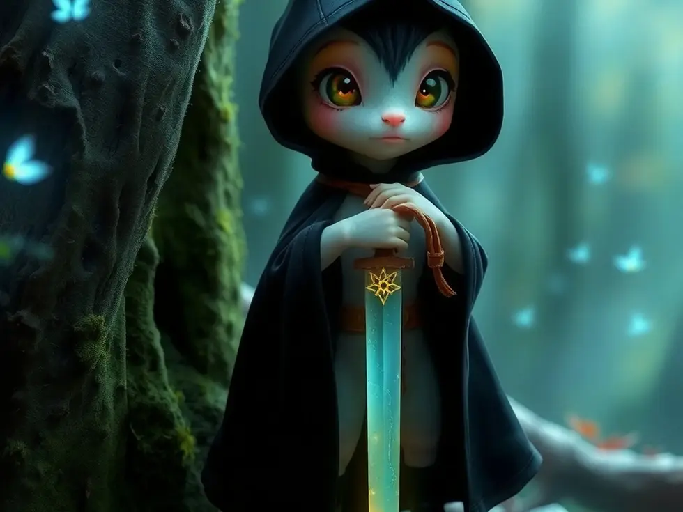 Fusion-style art of Verdelune forest dwellers in radiant unity