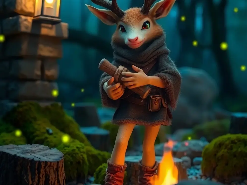 A digital artwork depicting a mythic forest creature from the ForestKindz universe.
