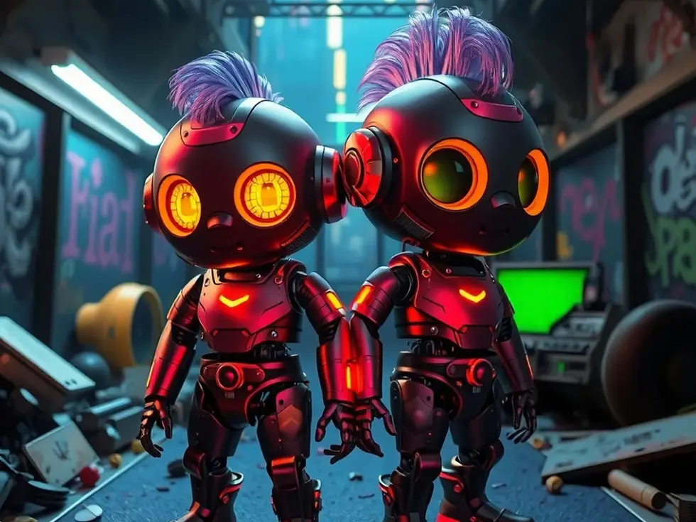 Playful bots forming kinship clusters post-collapse