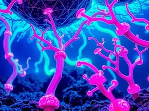 Pink and Blue Alien Fungi close up