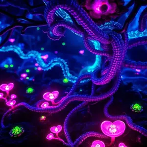 an image of purple haze digital fungi with some pink fungi
