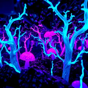 Glowing Light Blue digital alien fungi