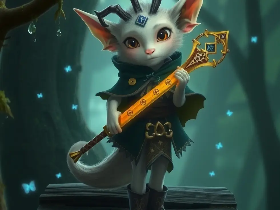 A stylized representation of a forest spirit from the Verdelune world.