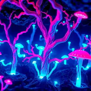 glowing image of neon alien fungi