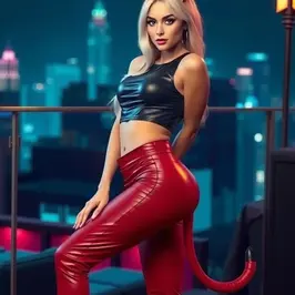 Enhanced catgirl with glowing tattoos 