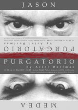 Promotional poster for Purgatorio, with actors Ian Dickinson and Meri Koivisto, directed by Beatrice Murmann.