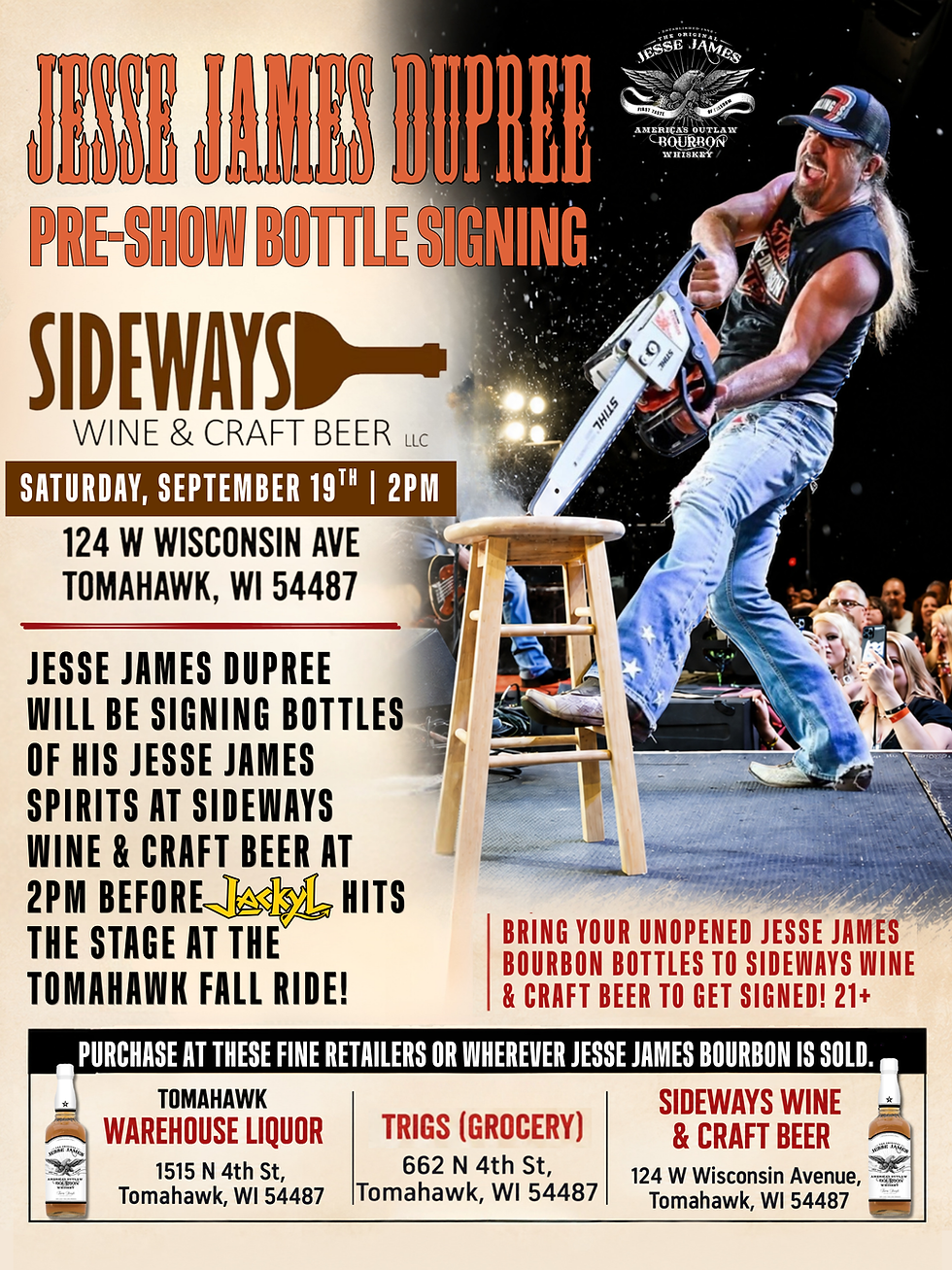 Jesse James Dupree *Pre-Show Bottle Signing*