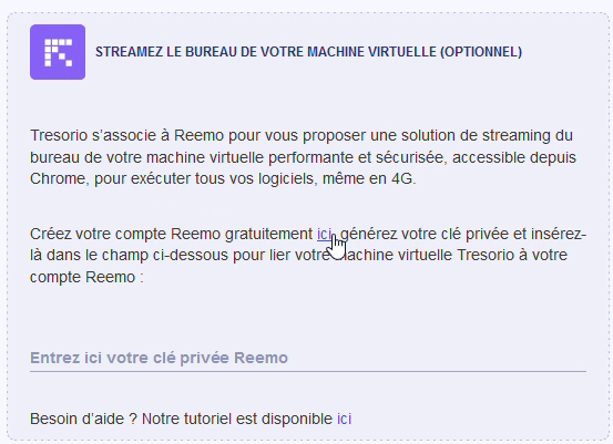 Insérez votre clé privée Reemo