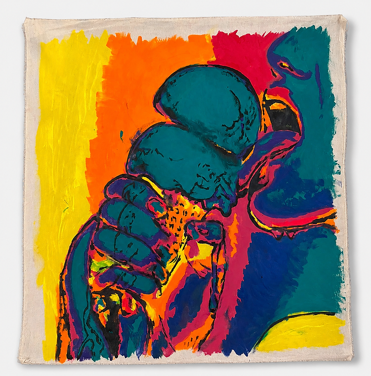 Sorvete, pintura acrílica sobre tecido, 68 × 60 cm, fotografada para catálogo.