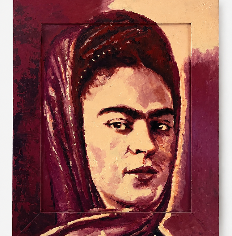 Frida I, pintura acrílica sobre MDF Ultra, 95 × 84 cm, obra do núcleo Frida, más y más dentro de mi mundo.