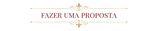 Faixa ornamental com o título “FAZER UMA PROPOSTA” em tipografia serifada vinho, centralizado sobre fundo marfim. Delicados arabescos dourados e linhas horizontais finas emolduram o título, seguindo a identidade visual do catálogo de Cinthya Verri.