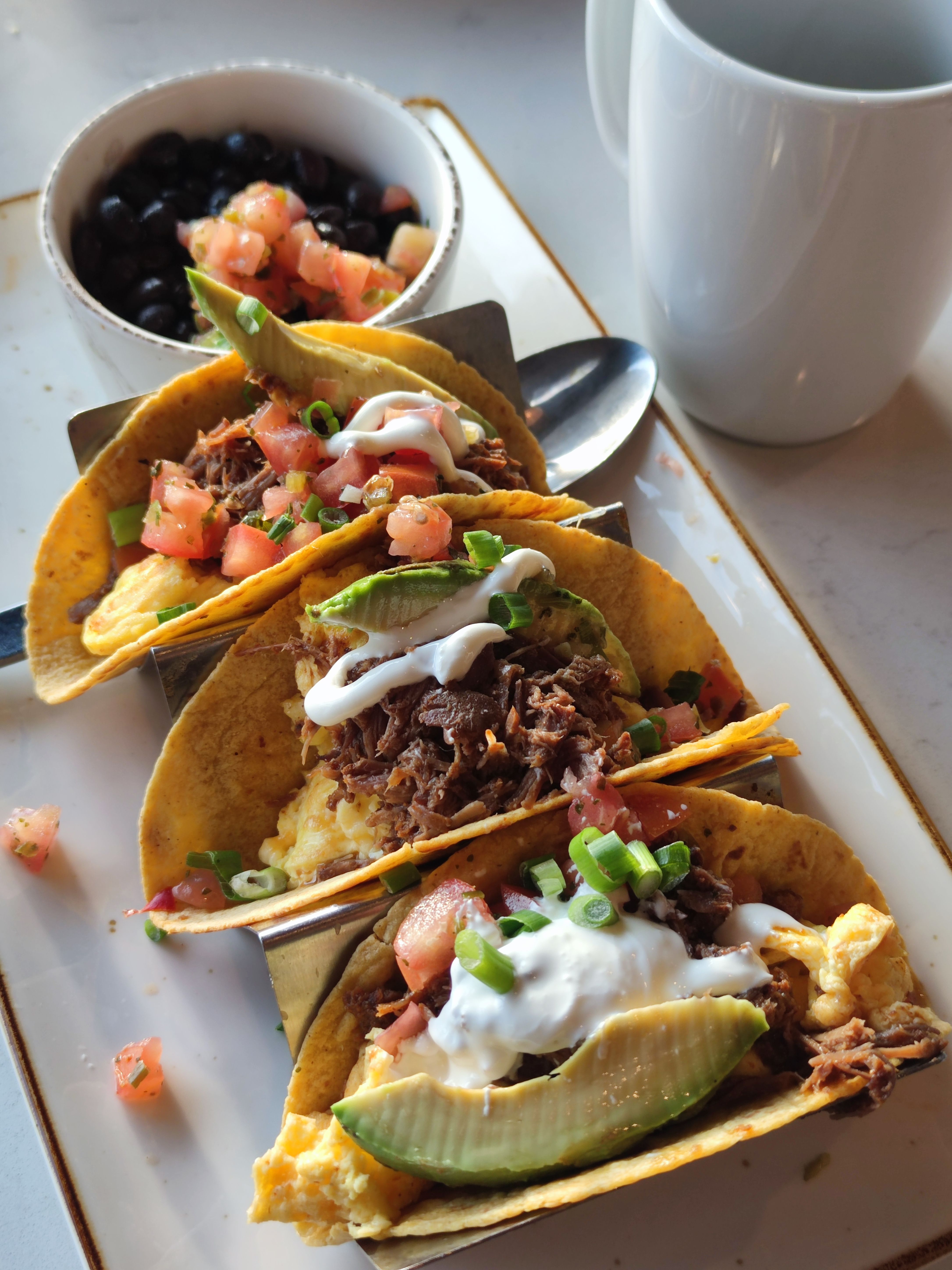 Breakfast tacos; illustrative promotional photograph