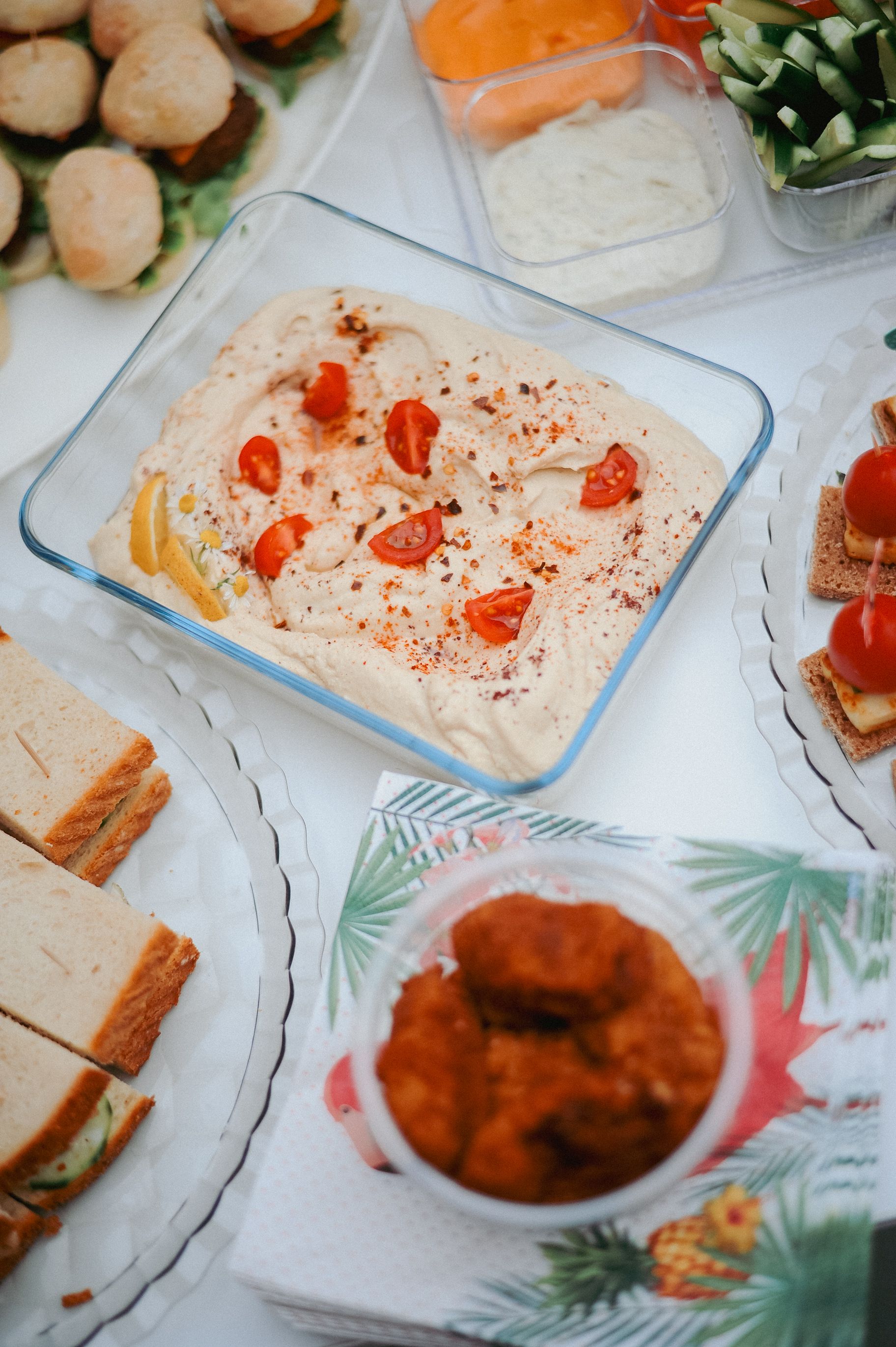 Assorted lunch catering trays and dishes; illustrative photograph