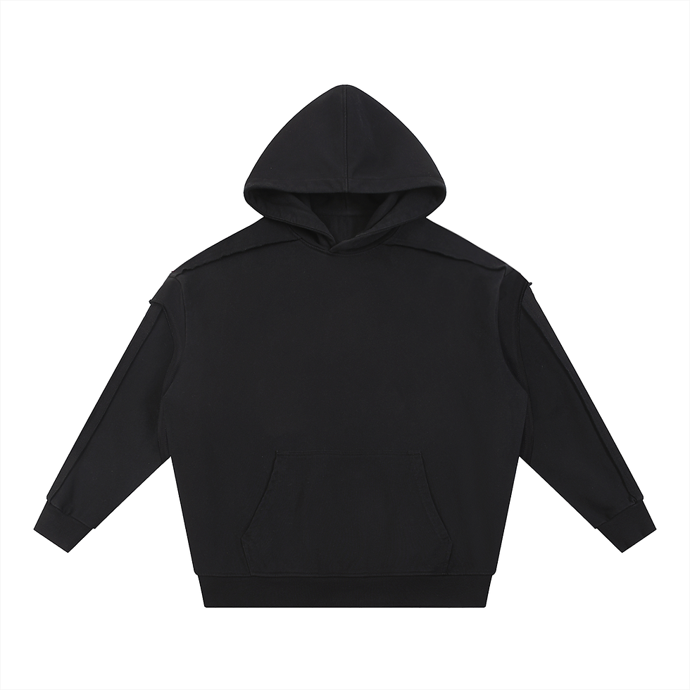 Thumbnail: Contrast Tape Raw Edge Double Layered Hoodie