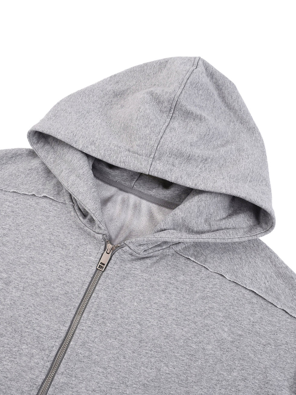 Thumbnail: Contrast Tape Raw Edge Double Layered Zip Hoodie