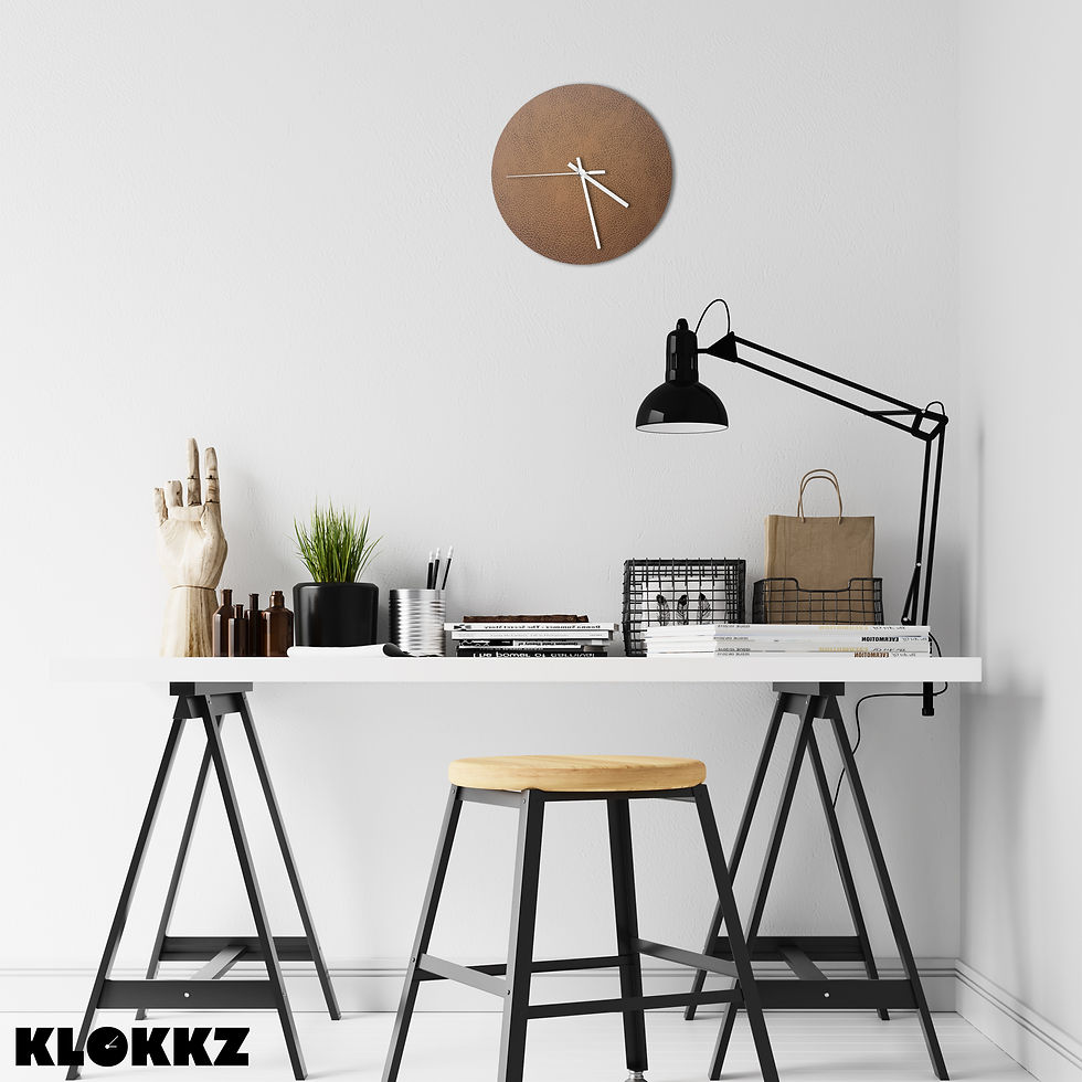 Miniature : KLOKK - horloge murale - cuir marron