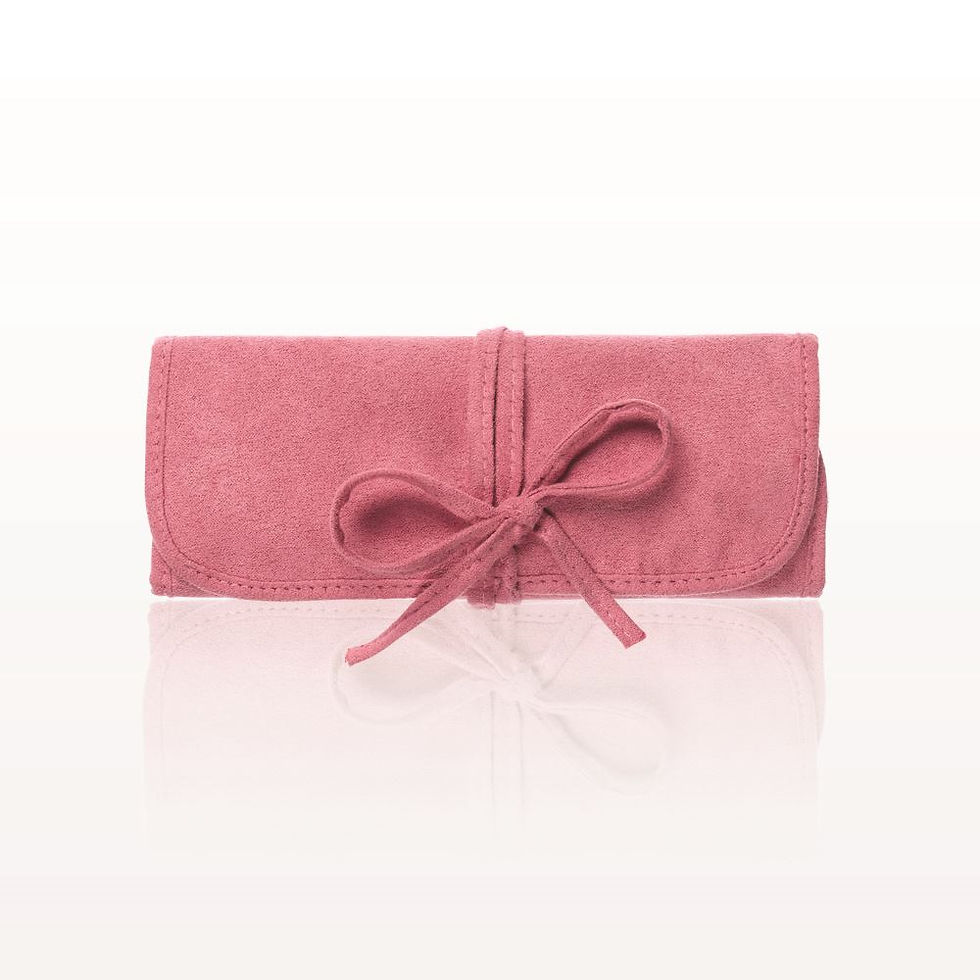 Thumbnail: 6- Piece Brush Set with Roll &Tie Pouch, Pink