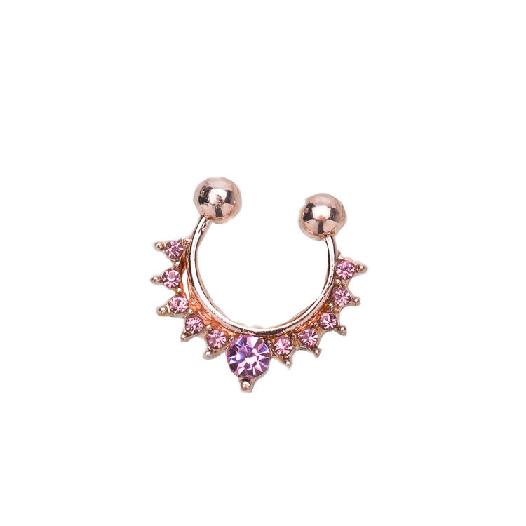 Thumbnail: Hoop Stainless Steel Unisex Diamond Non-Pierced Clip on Nose Hoop Rings