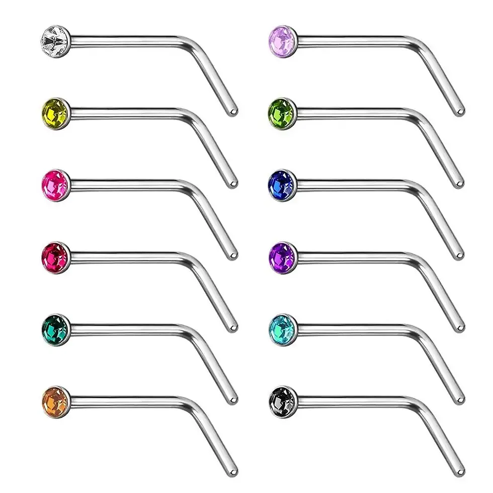 Thumbnail: 40/60pc/Set Stainless Steel Piercing Lot L-Shape Nose Stud 20g Piercing Jewelry