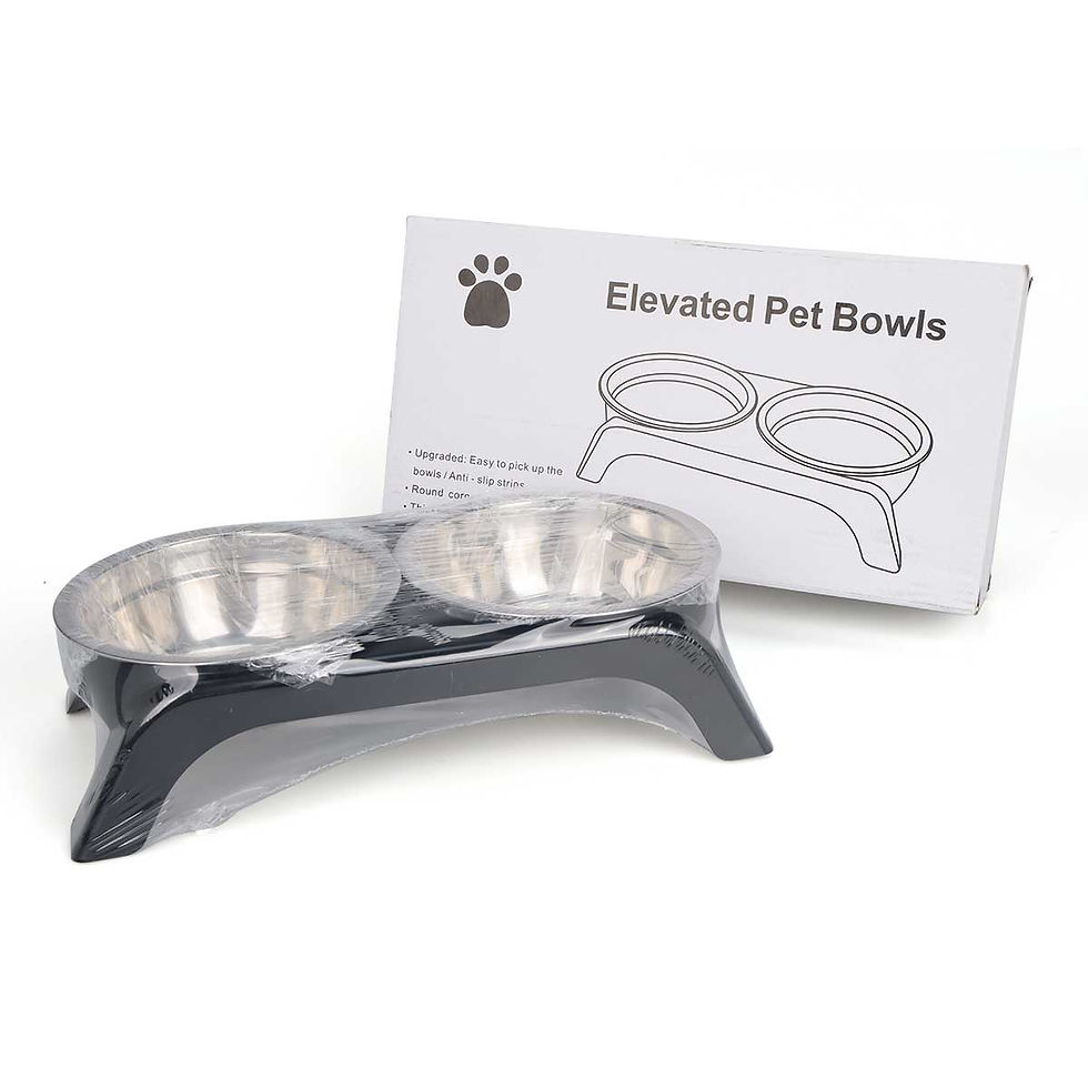 Thumbnail: Easy Dining: Elevated Dog Bowl Stand with Two Stainless Steel Pet Food Dishes