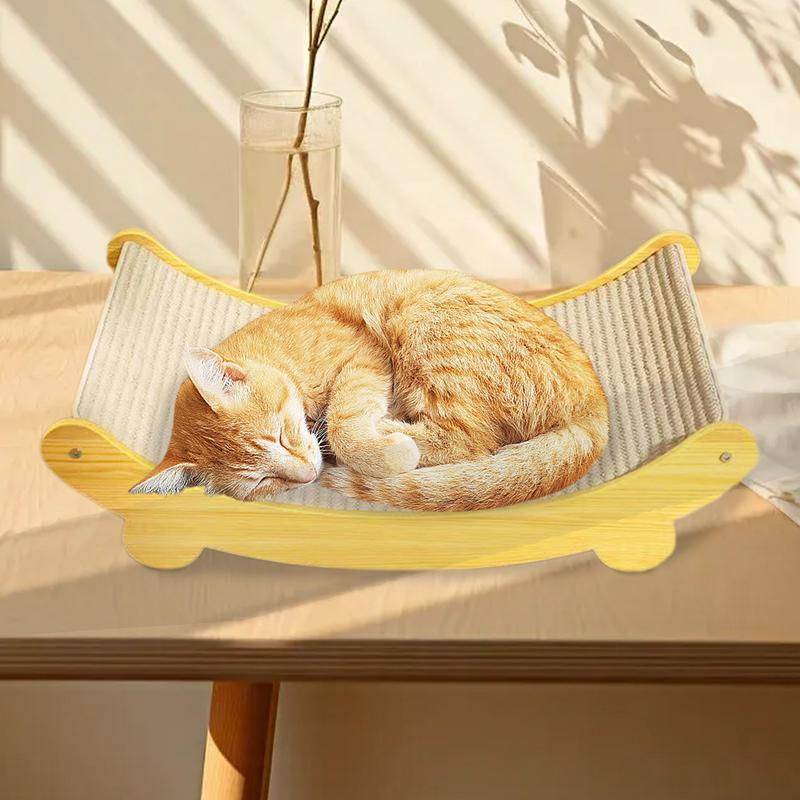 Thumbnail: Sisal Cat Scratching Pad Reusable Wooden Board Lounger Bed For Indoor Pets