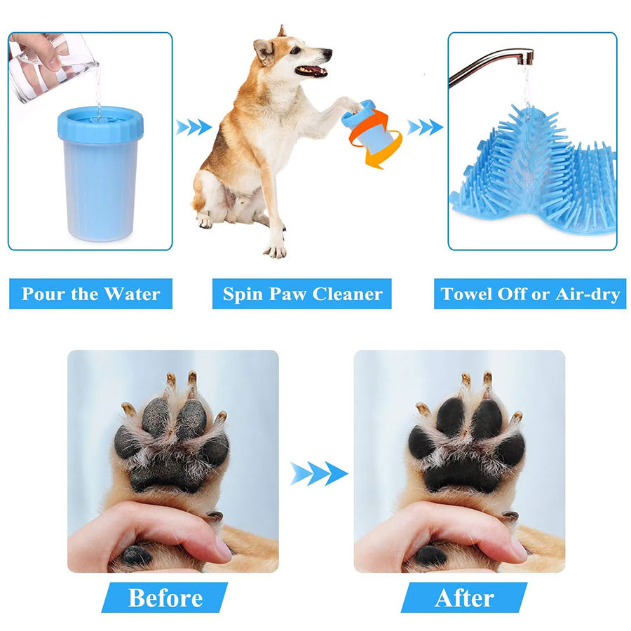 Thumbnail: 1Pc Pet Plastic Foot Wash Cup S L XL Large size silicone brush Dog cat clean foo
