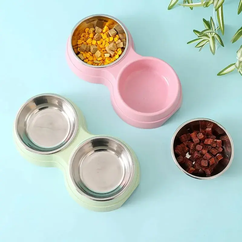 Thumbnail: Dinner, Sorted: Stainless Steel Double Dog Food & Water Bowl Set
