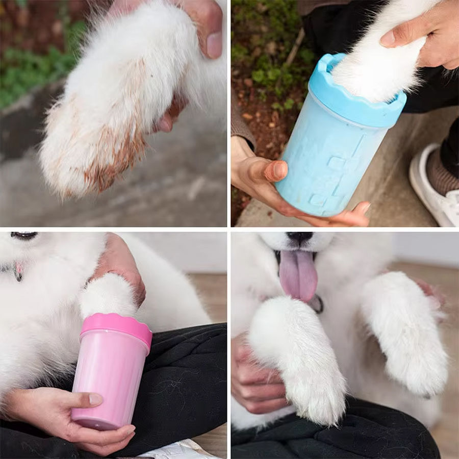 Thumbnail: 1Pc Pet Plastic Foot Wash Cup S L XL Large size silicone brush Dog cat clean foo