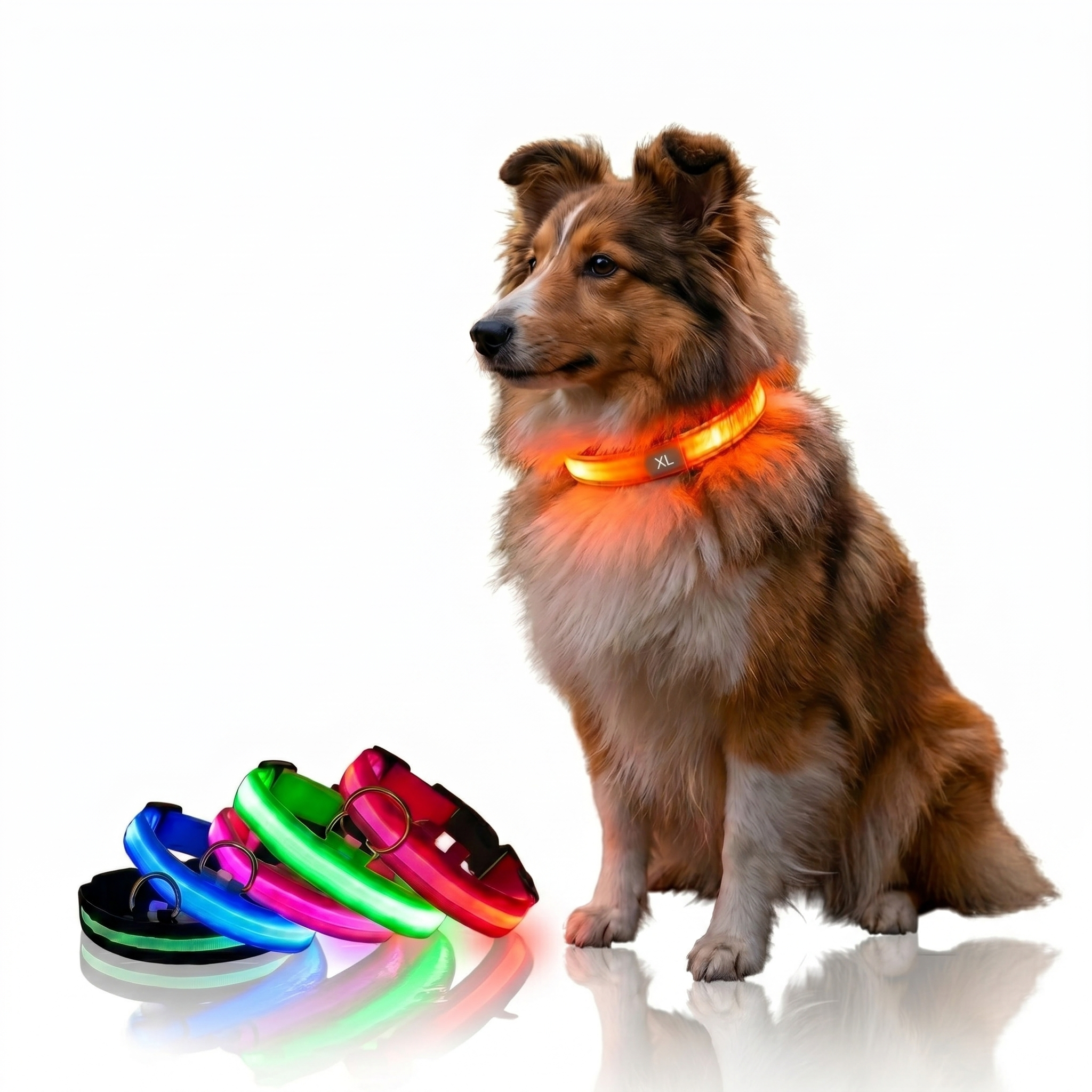 The Night Beacon: LED Dog Collar Glow in the Dark Safety Flashing Pet Collar