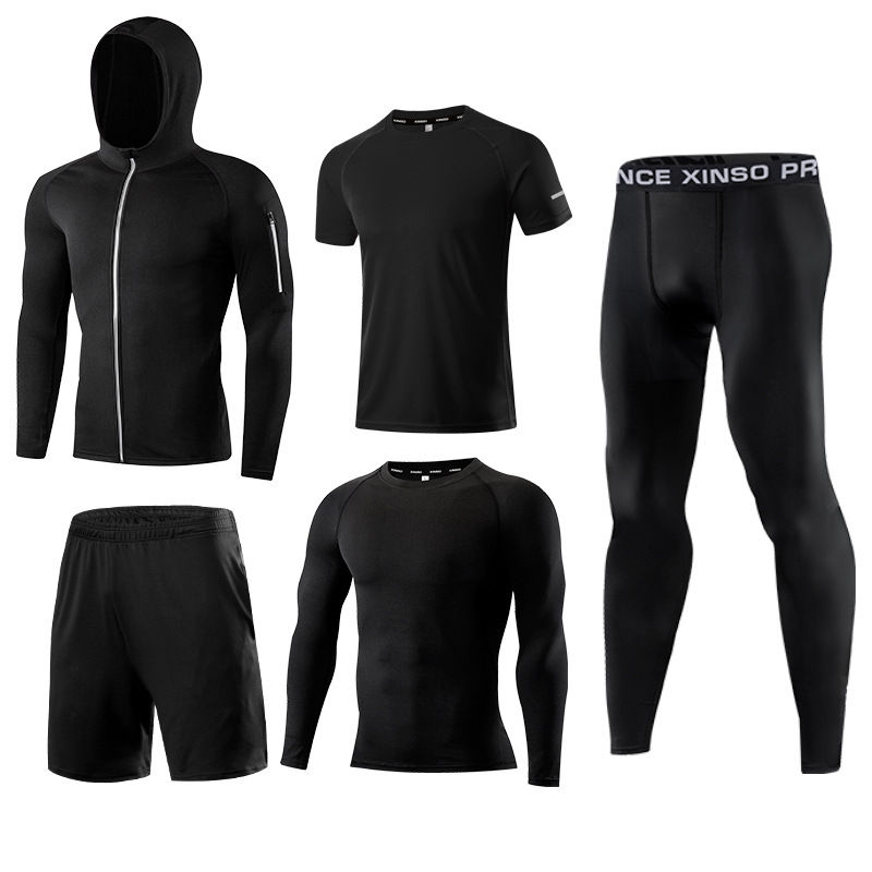 Thumbnail: 5-Piece Gym Sportswear Running Basketball Training Suit Quick-Drying