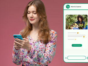 A girl with phone contain WhatsApp marketing messages.