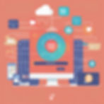 Computer screen with connected icons and cloud graphics on an orange background, depicting digital communication. Text reads "TRAMMETPROFES."