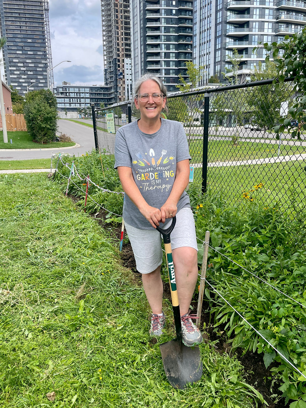 Jennifer with school's new pollinator garden