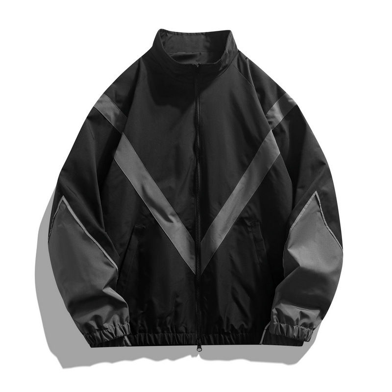 Russian Foreign Trade Trendy Brand Reflective Patchwork Stand-Up Collar Jacket S