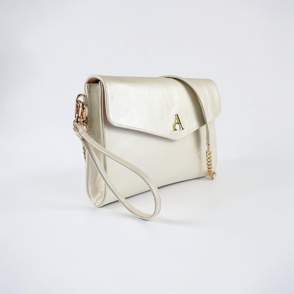 Thumbnail: Kilai Envelope Bag in Off White Metallic -  Gold