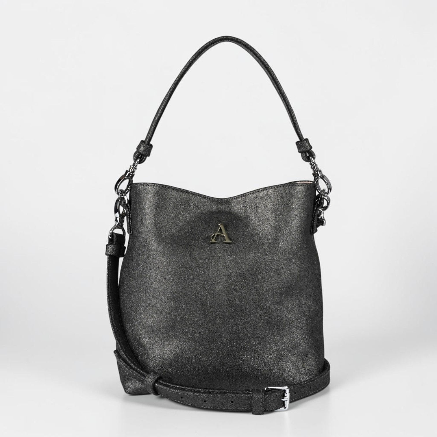 Abadi Bucket bag in Grey-Black Metallic
