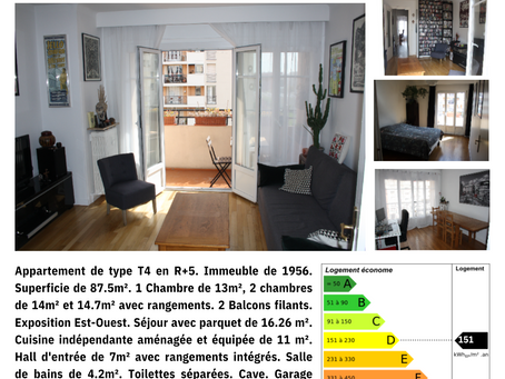 Type 4 avec Balcon à Villeurbanne Gratte Ciel