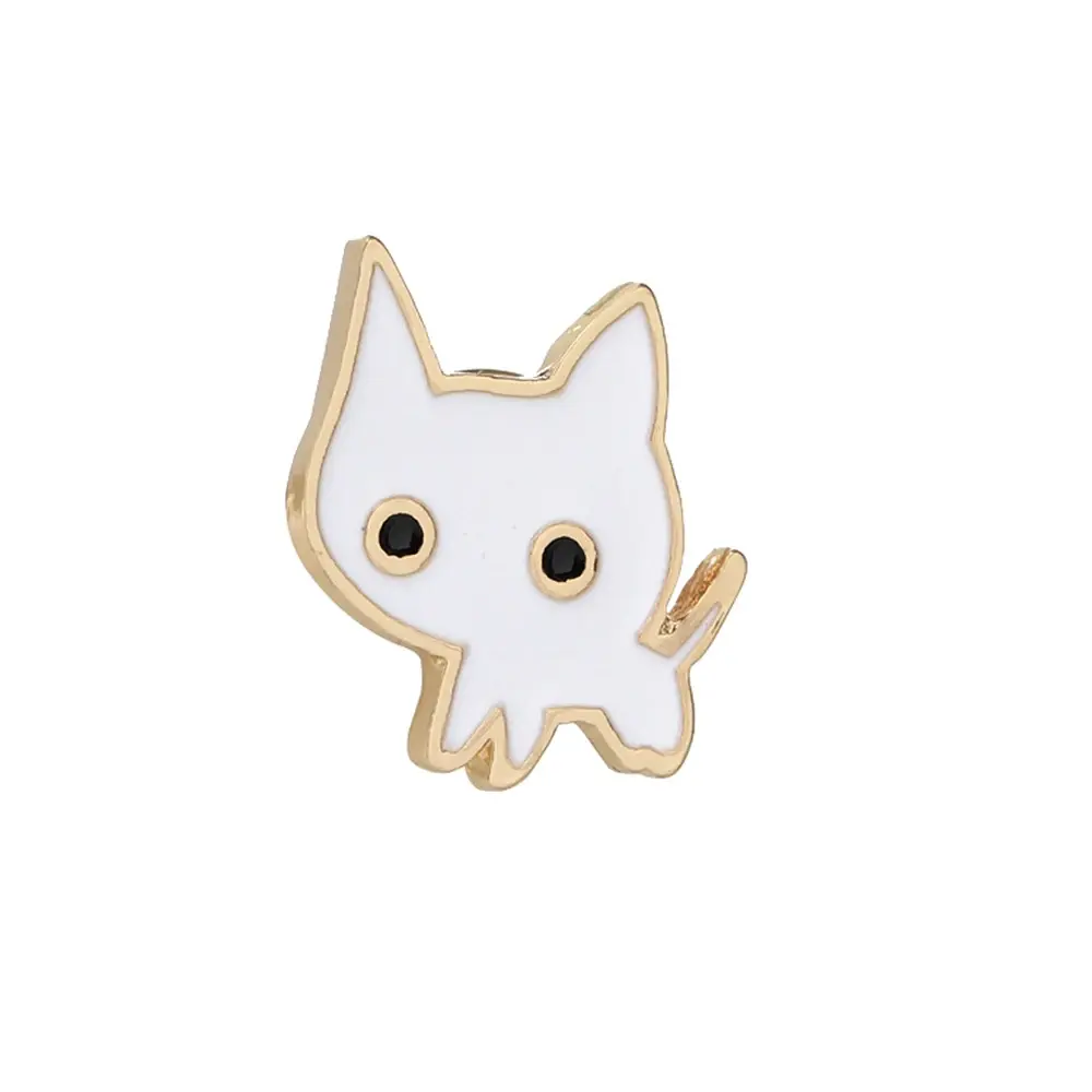 Black & White Cat Enamel Pin Set – Dainty Metal Brooch Badge Jewellery