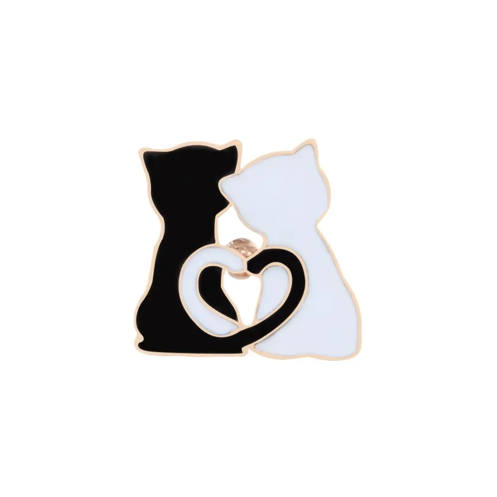 Black & White Cat Enamel Pin Set – Dainty Metal Brooch Badge Jewellery