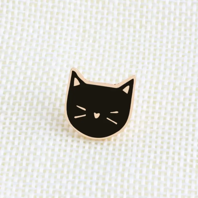 Black & White Cat Enamel Pin Set – Dainty Metal Brooch Badge Jewellery