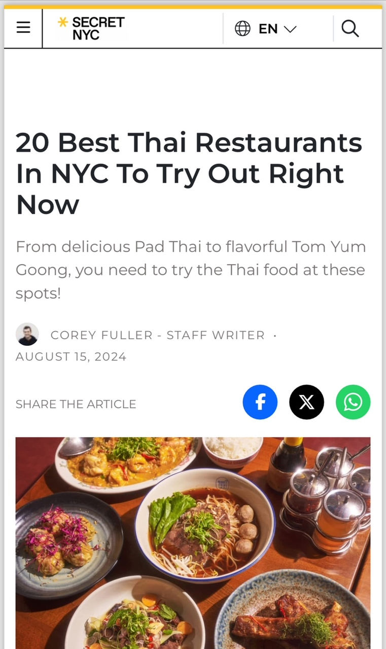 Thailicious NYC Thai Food in New York