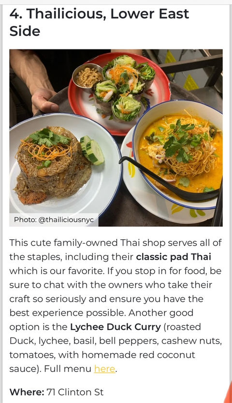 Thailicious NYC Thai Food in New York